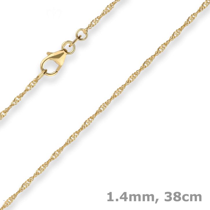 1.4mm Singapurkette aus 333 Gelbgold 38cm