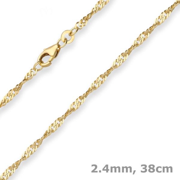 2.4mm Singapurkette aus 333 Gelbgold 38cm