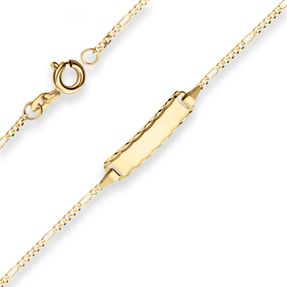 1,5mm Id-Armband Figarokette diamantiert Armschmuck aus 333 Gold Gelbgold 14cm