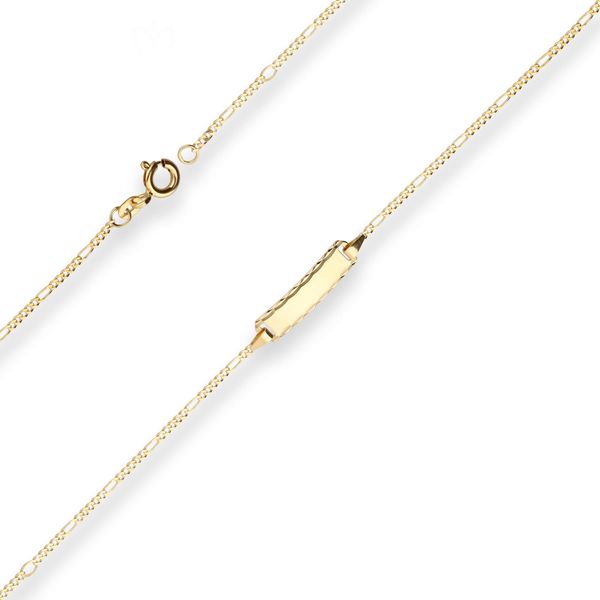 1.5mm Id-Armband Figarokette diamantiert aus 333 Gelbgold 14cm