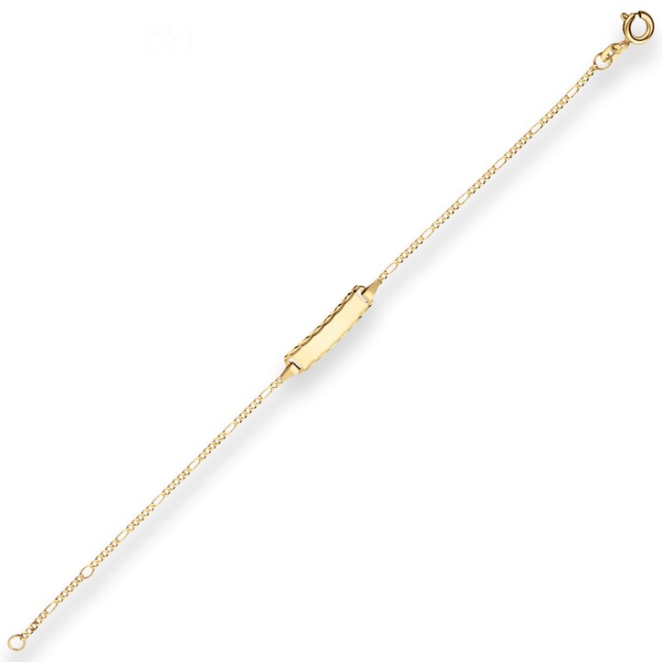 1.5mm Id-Armband Figarokette diamantiert aus 333 Gelbgold 16cm