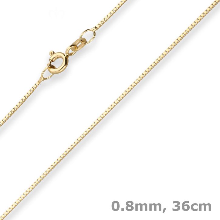 0.8mm Veneziakette aus 333 Gelbgold 36cm