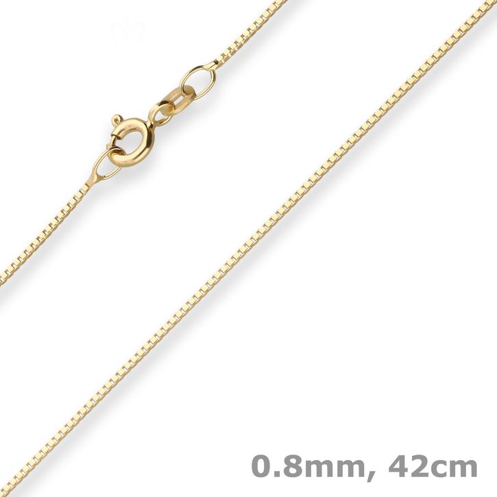 0.8mm Veneziakette aus 333 Gelbgold 42cm