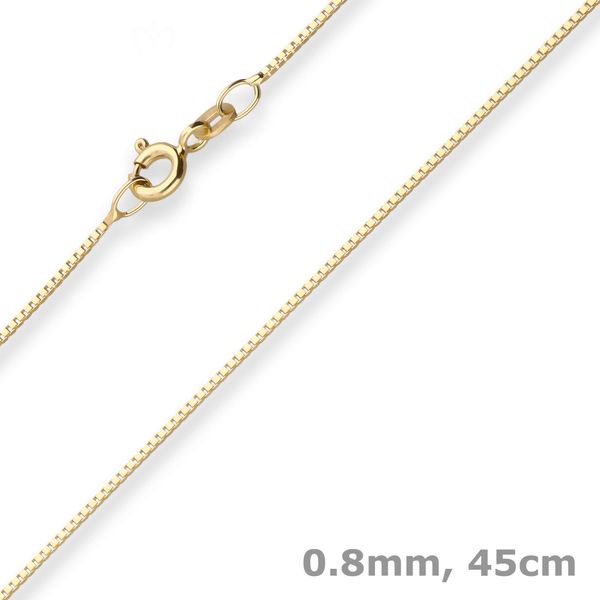 0.8mm Veneziakette aus 333 Gelbgold 45cm