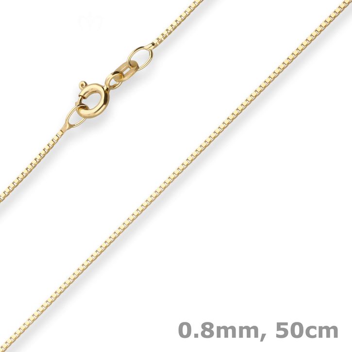 0.8mm Veneziakette aus 333 Gelbgold 50cm