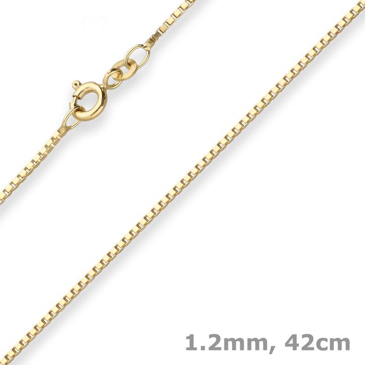 1.2mm Veneziakette aus 333 Gelbgold 42cm mit Zwischenöse