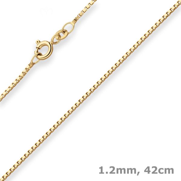 1.2mm Veneziakette aus 333 Gelbgold 42cm mit Zwischenöse