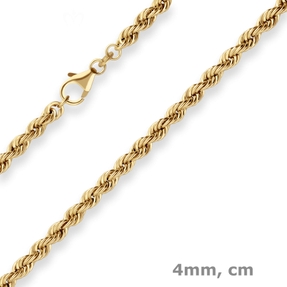 4mm Kordelkette Goldkette Collier Halskette aus 333 Gold Gelbgold 45cm