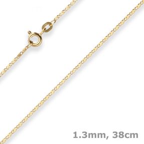 1,3mm S-Panzerkette Goldkette Collier Halskette aus 333 Gold Gelbgold 38cm