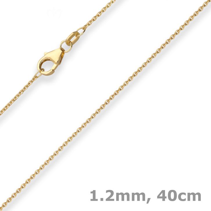 1.2mm Ankerkette flach aus 375 Gelbgold 40cm