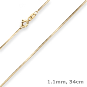 1,1mm Panzerkette Goldkette Collier Halskette aus 375 Gold Gelbgold 34cm
