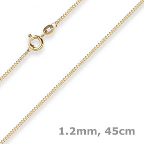 1,2mm Panzerkette Goldkette Collier Halskette aus 375 Gold Gelbgold 45cm