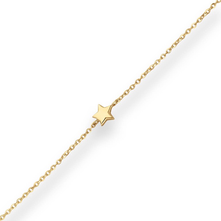 Armband Ankerkette diamantiert 3 Sterne hohl 375 Gelbgold