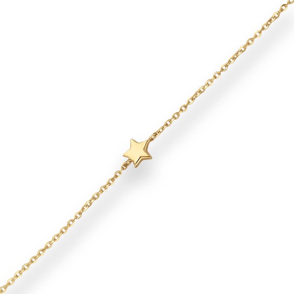 Armband Ankerkette diamantiert 3 Sterne hohl 375 Gelbgold