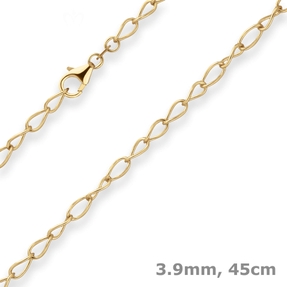 3,9mm Ankerkette weit Goldkette Collier Halskette aus 375 Gold Gelbgold 45cm