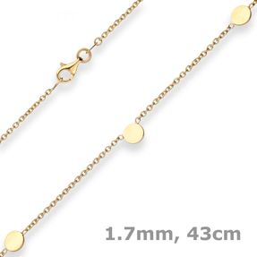 1,7mm Fantasiekette mit Gravurplatten Kette aus 375 Gold Gelbgold 43cm