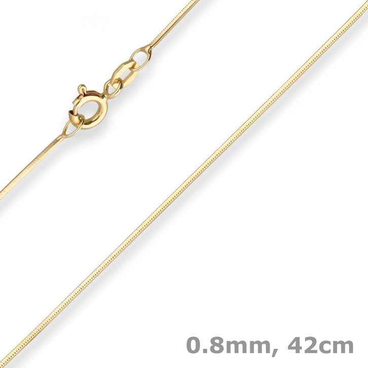 0.8mm Schlangenkette diamantiert aus 375 Gelbgold 42cm