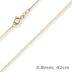 0,8mm Schlangenkette diamantiert Collier Halskette aus 375 Gold Gelbgold 42cm