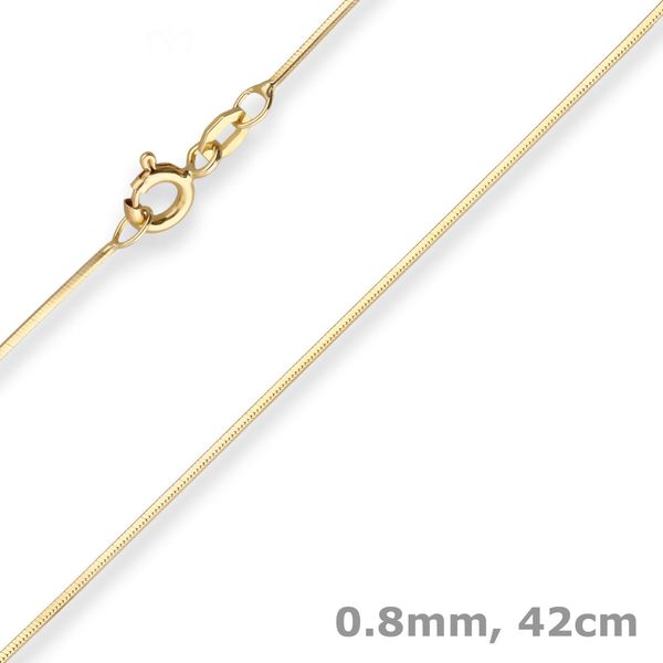 0.8mm Schlangenkette diamantiert aus 375 Gelbgold 42cm