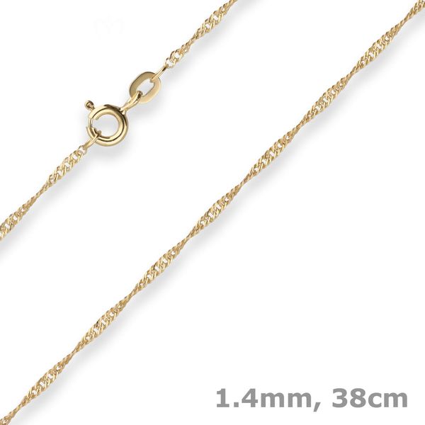 1.4mm Singapurkette aus 375 Gelbgold 38cm