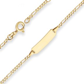 1,9mm Id-Armband Figarokette diamantiert Armschmuck aus 375 Gold Gelbgold 18cm