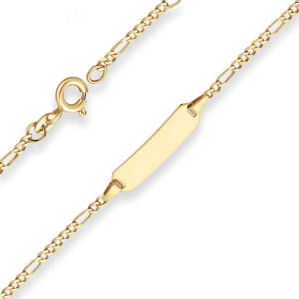 1.9mm Id-Armband Figarokette diamantiert aus 375 Gelbgold 18cm