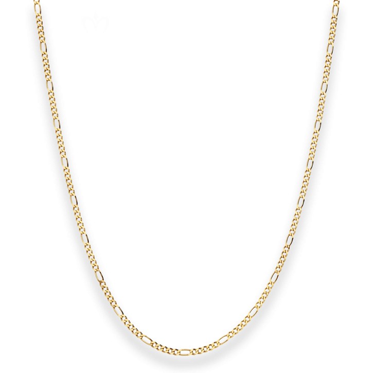 1.9mm Figarokette diamantiert aus 375 Gelbgold 42cm