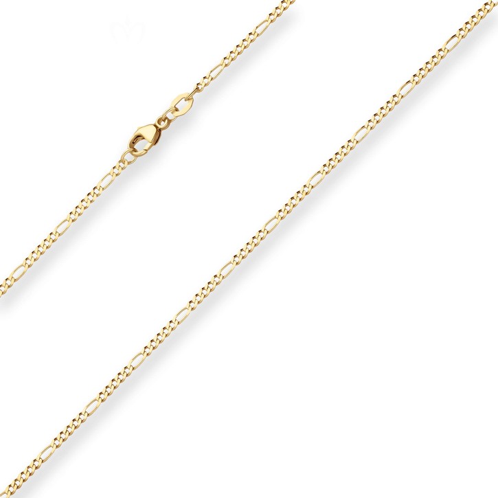 1.9mm Figarokette diamantiert aus 375 Gelbgold 50cm