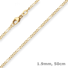 1,9mm Figarokette diamantiert Kette Collier Halskette aus 375 Gold Gelbgold 50cm