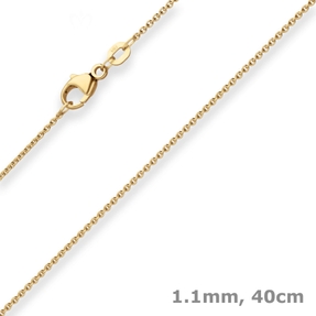 1,1mm Rund-Ankerkette Kette Collier aus 585 Gold Gelbgold 40cm mit Zwischenöse