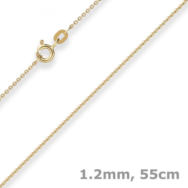 1.2mm Ankerkette flach aus 585 Gelbgold 55cm