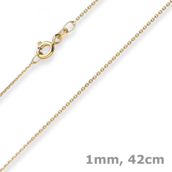 1mm Ankerkette diamantiert aus 585 Gelbgold 42cm