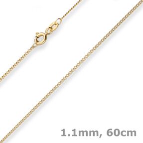 1,1mm Panzerkette Goldkette Collier Halskette aus 585 Gold Gelbgold 60cm