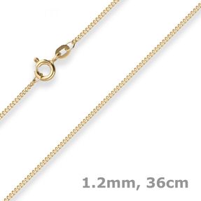 1,2mm Panzerkette Goldkette Collier Halskette aus 585 Gold Gelbgold 36cm