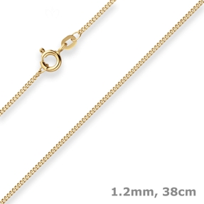 1,2mm Panzerkette Goldkette Collier Halskette aus 585 Gold Gelbgold 38cm