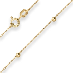 1mm Singapurkette Armband Kügelchen aus 585 Gold Gelbgold 19cm mit Zwischenöse 1mm Singapurkette Armband Kügelchen aus 585 Gold Gelbgold 19cm mit Zwischenöse