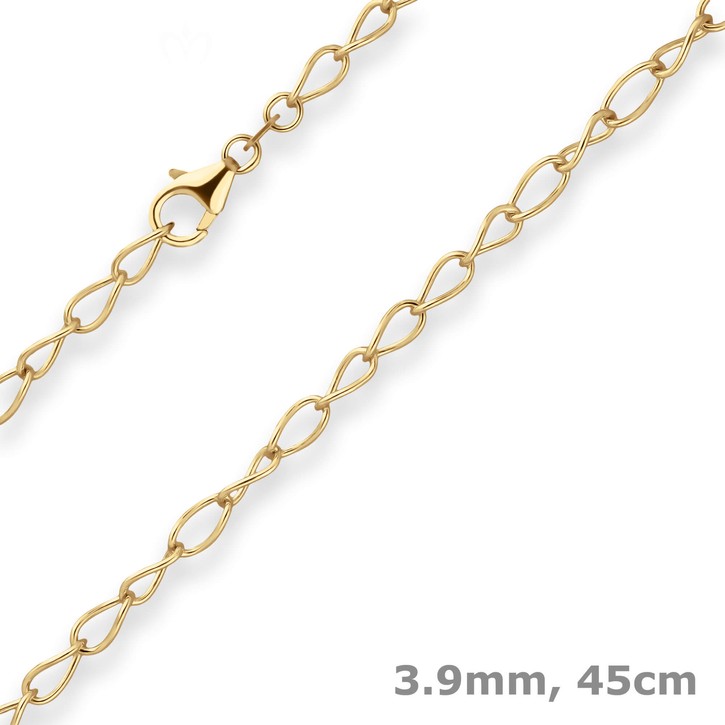 3.9mm Ankerkette weit aus 585 Gelbgold 45cm
