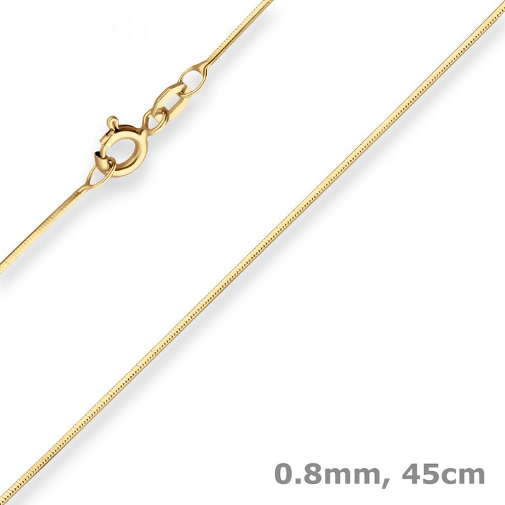 0.8mm Schlangenkette diamantiert aus 585 Gelbgold 45cm