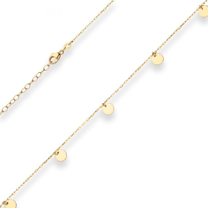 1.5mm Ankerkette mit runden Gravurplatten flach 585 Gelbgold 38cm