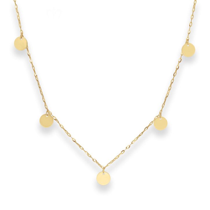 1.5mm Ankerkette mit runden Gravurplatten flach 585 Gelbgold 38cm