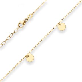 1,5mm Collier Ankerkette mit Gravurplatten rund flach aus 585 Gold Gelbgold 38cm