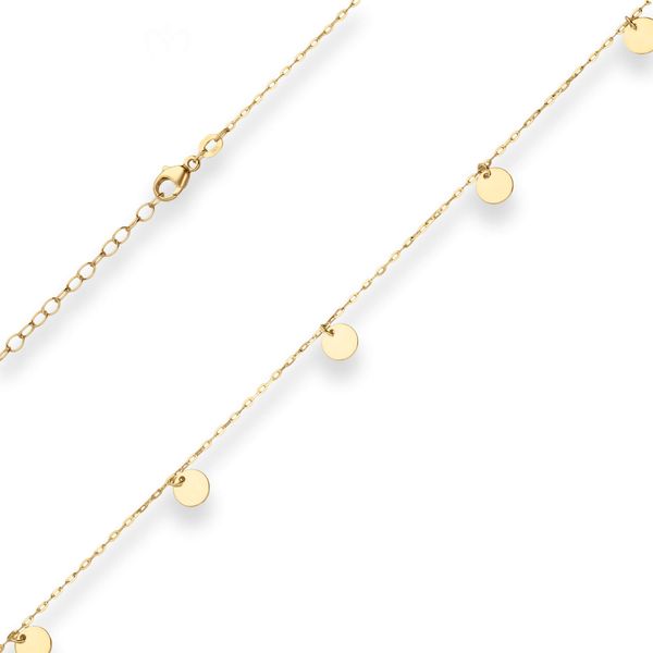 1.5mm Ankerkette mit runden Gravurplatten flach 585 Gelbgold 38cm