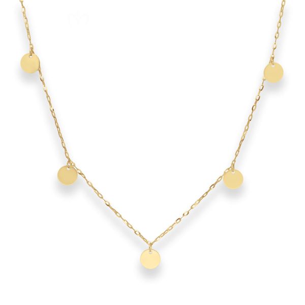 1.5mm Ankerkette mit runden Gravurplatten flach 585 Gelbgold 38cm