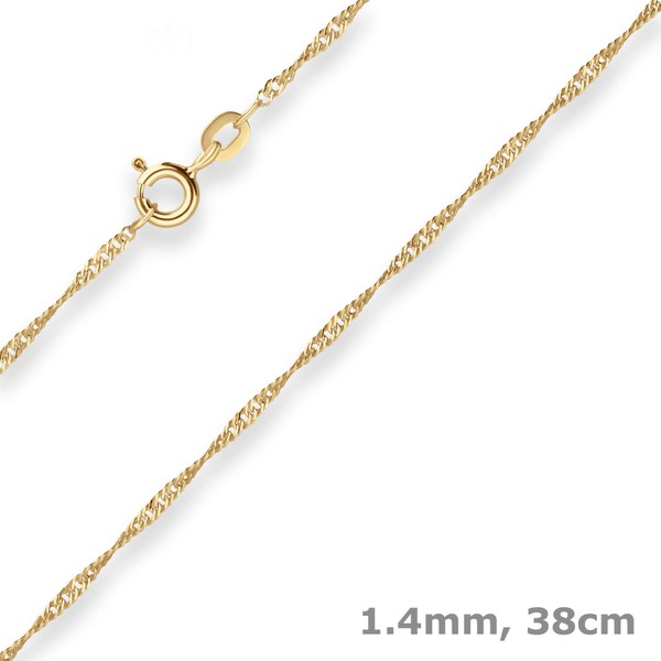 1.4mm Singapurkette aus 585 Gelbgold 38cm