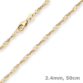 2,4mm Singapurkette Goldkette Collier Halskette aus 585 Gold Gelbgold 50cm