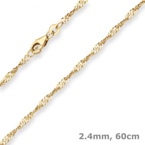 2,4mm Singapurkette Goldkette Collier Halskette aus 585 Gold Gelbgold 60cm