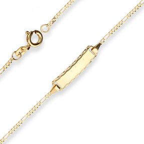 1,5mm Id-Armband Figarokette diamantiert Armschmuck aus 585 Gold Gelbgold 14cm