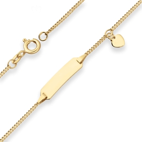 1,4mm Id-Armband Panzerkette mit Herz Armschmuck aus 585 Gold Gelbgold 14cm