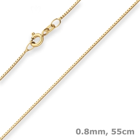 0,8mm Veneziakette Goldkette Collier Halskette aus 585 Gold Gelbgold 55cm
