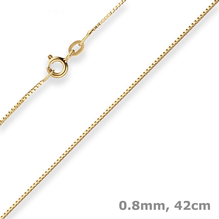 0.8mm Veneziakette aus 585 Gelbgold 42cm mit Zwischenöse